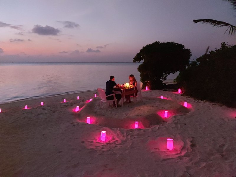 Sunset dinner at Maldives